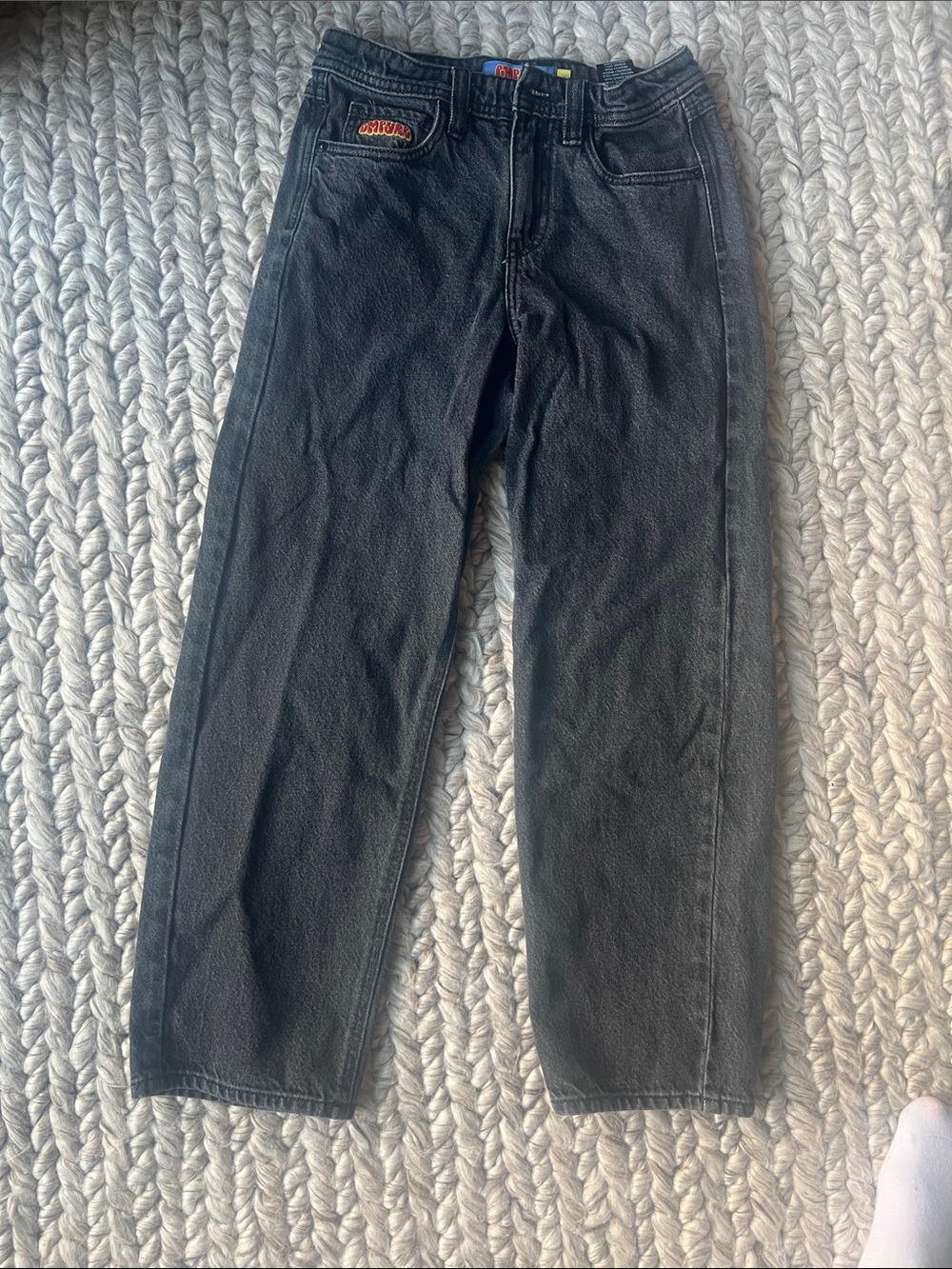 Zumiez Black Kids' Straight-Leg Jeans with Logo Patch